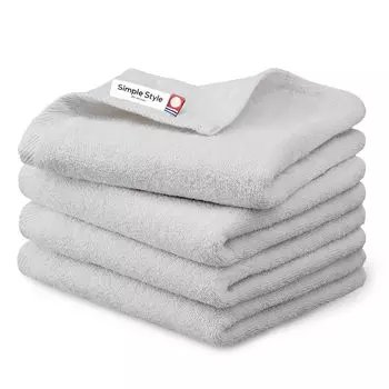 Iris Ohyama Imabari Towel Certified Face Towel Light Gray Set of 4 Cotton Gauze Pile Towel Reversible gauze side that is breathable and soft to the