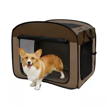 IRIS OHYAMA Клетка для кошек и собак, ширина 80 x глубина x высота 66 см, складная, для улицы, профилактика, коричневая, для собак среднего размера, 51,5 см коричневый