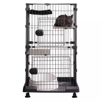 IRIS OHYAMA Клетка для кошек Mini Type 2 яруса с гамаком матово-серая ширина 69 x глубина x высота 115 см 54.5 PMCC115H