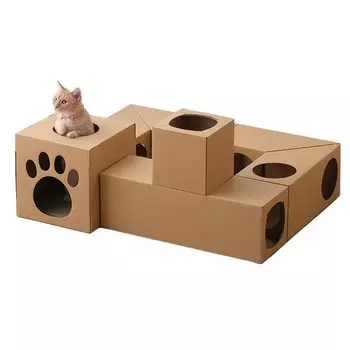 IRIS OHYAMA Кошка Кошка может быть царапающей Полная игрушка, туннель, комбинированный, инструмент, набор, P-NTF