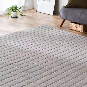 Iris Ohyama Ковер из льняной смеси с высокой воздухопроницаемостью для мягкого комфорта 185 x 240 см Серый Выпуклое плетение предотвращает липкость Можно стирать вручную и всегда быть чистым