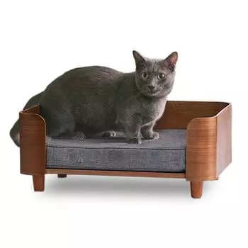Iris Ohyama Кровать для кошек Кровать для собак Фанера Квадратная кровать для домашних животных Внутренняя отделка из ореха PW-SPB49