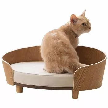 IRIS OHYAMA Кровать для кошки, кровать для собаки, фанера, овальная, кровать для питомца, интерьер, натуральный PW-OPB49