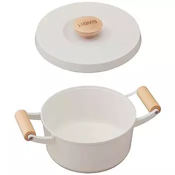 Iris Ohyama LUO-P20 Double-Handed Pot, Abrasion Resistance Test, Clear, Ceramic Coating, Waterless Pot, 7.9 inches (20 cm), White