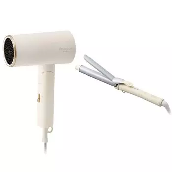Iris Ohyama MiCOLA Ion Dryer Curling Iron Pipe Diameter 28mm Compatible with Overseas Temperature Adjustable [Set Purchase] HDR-M201-W & HIR-MC101-W