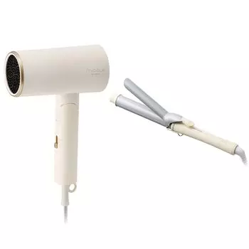 Iris Ohyama MiCOLA Ion Dryer Curling Iron Pipe Diameter 32mm Compatible with Overseas Temperature Adjustable [Set Purchase] HDR-M201-W & HIR-MC102-W