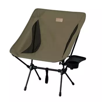 Iris Ohyama Outdoor Low Side Table Drink Camping Shrinkable Easy Outdoor Present Chair, Chair, Khaki, Included, Holder, Equipment, Chair, Compact,