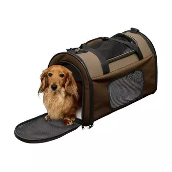 IRIS OHYAMA Переноска для собак и кошек, складная, с ремнем безопасности, фиксируемая, коричневого цвета, для маленьких собак, размер M коричневый
