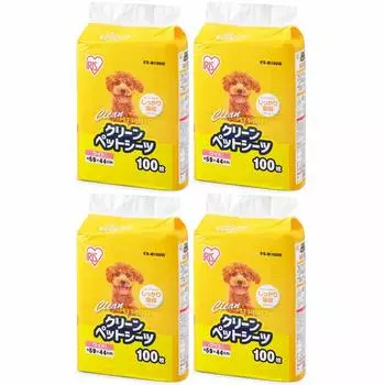 Iris Ohyama Pet 100 Sheets x 4 Bags in Sheets, Thin, Antibacterial, Deodorizing, Small/Medium Dogs, Wide, (400 Sheets) (Sold Case)