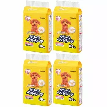 Iris Ohyama Pet 90 простыней x 4 пакета в простынях, тонкие, антибактериальные, дезодорирующие, для маленьких/средних собак, широкие, (360 листов) (Продано Дело)