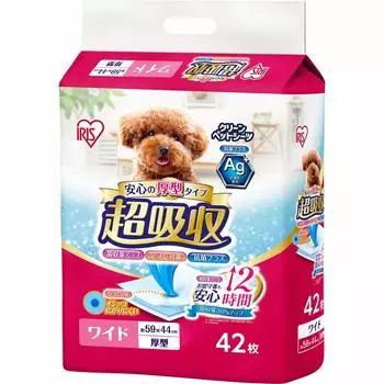 IRIS OHYAMA Pet Super For Small and Medium No Changing Required for 12 42 Sheets Sheets, Thick, Absorbent, Antibacterial, Deodorizing, Dogs, Hours,