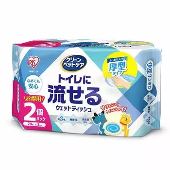Iris Ohyama Pet Wet Flushable in the Made in 70 Sheets x 2 140 Sheets Tissue, Toilet, Non-Alcoholic, Japan, Bags,
