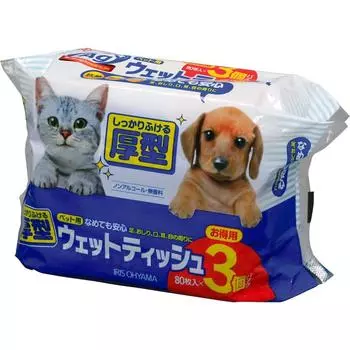 Iris Ohyama Pet Wet Tissue PWT-3P 80 pieces x 3P