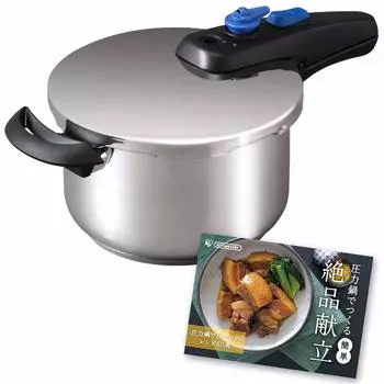 Iris Ohyama Pressure Single Handed IH 3 Layer Slide 2 уровня безопасности блокировки давления 60 рецептов кастрюля для приготовления пищи, кастрюля, 5 л, совместимая, дно, серебряный
