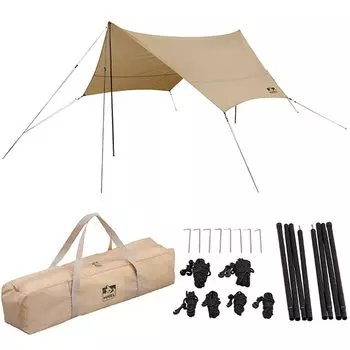 Iris Ohyama Tarp x Beige Hexatarp кемпинговое снаряжение для отдыха на природе с шестом с высокой водостойкостью сетка светоотражающий материал шнур слайдер все в одном