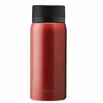 Iris Ohyama Water Bottle 350ml Vacuum Insulated 6 Hour Keep Screw Drinking Mouth to Choose According to Temperature Mug Bottle Metallic Red Cold/Heat
