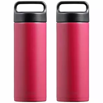 Iris Ohyama Water Bottle Stainless Steel Bottle Water Bottle 480ml Fulme Mug Bottle with Straight Handle Magenta Set of 2 [Life Support] FM-SR480