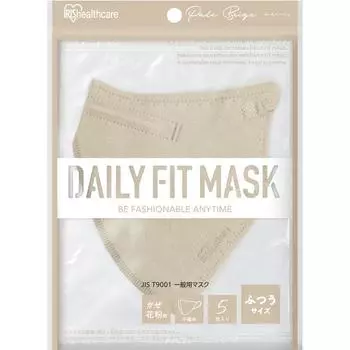 Iris Oyama DAILYFITMASK 3-D Mask Обычная бледно-бежевая 5 шт 3D тип Продукты, связанные с простудой (маски) Трехмерная форма сохраняет пространство вокруг 1 set