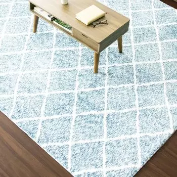 Iris Plaza A smooth and comfortable jacquard weave with thin and short piles 200 x 240 cm Navy The geometric pattern makes your room stylish The