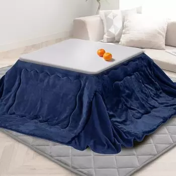 Iris Plaza Kotatsu Futon 185 x 185cm Square Space Saving Antibacterial Cotton Warm Microfiber Plain Navy