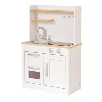 Iris Plaza Play Kitchen Wooden Birthday Kitchen Toy Storage Ingredients Educational Toys Stove Mini Kitchen Toy Kitchen White OMCK-892