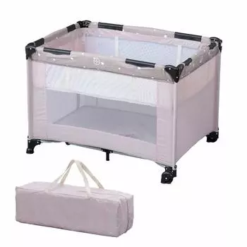 Iris Plaza Playard Baby складной безопасный манеж на роликах со стопором сумка для переноски в комплекте коврик для сна бежевый 1 шт 0 месяцев (х 1) ~ 88-1169 бежевый