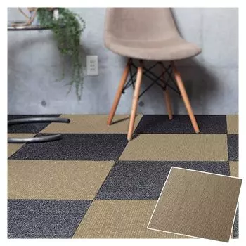 Iris Plaza Tile Carpet Pile Fabric 50 x 50cm Striped Beige Soundproofing Washable TKP-PP50