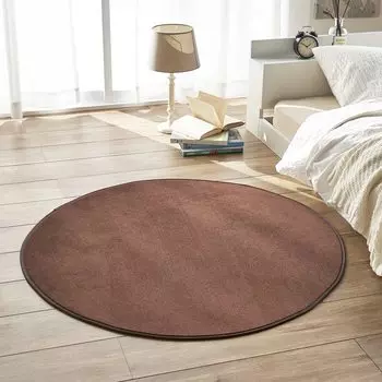 Iris Plaza Washable Rug Dust Mite Resistant Flannel Rug Carpet Round 200 x 200cm Comfortable Fluffy Texture Brown Anti-slip