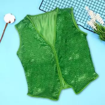 Ирландская ул.. Жилет ко Дню Святого Патрика с пайетками, жилет с V-образным вырезом, без рукавов, унисекс, для вечеринки