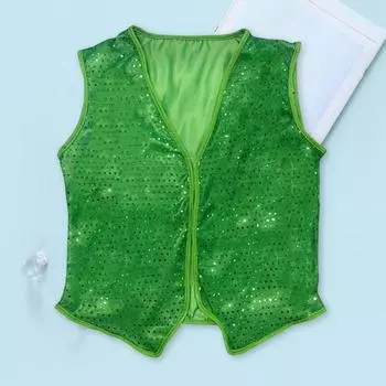 Ирландская ул.. Жилет ко Дню Святого Патрика Жилет с пайетками V-образный вырез Без рукавов Унисекс Праздничная одежда для выступлений Фестивальная одежда Сочетающиеся рубашки Футболки Жилет