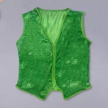 Ирландская ул.. Жилет ко Дню Святого Патрика Жилет с пайетками V-образный вырез Без рукавов Унисекс Праздничная одежда для выступлений Фестивальная одежда Сочетающиеся рубашки Футболки Жилет зелёный
