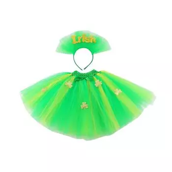 Ирландские вечерние платья для детей, зеленые пачки St.. Повязки для волос с клевером ко Дню Святого Патрика One Size