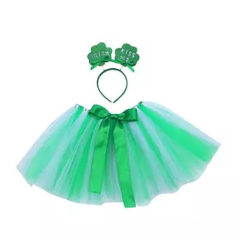 Ирландские вечерние платья для детей, зеленые пачки St.. Повязки для волос с клевером ко Дню Святого Патрика One Size зелёный