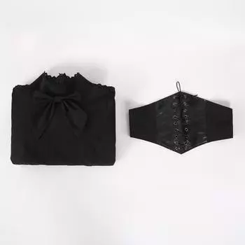 Ирландское средневековое длинное платье Фестивали Косплей Украшение Костюм Набор для выступления S чёрный