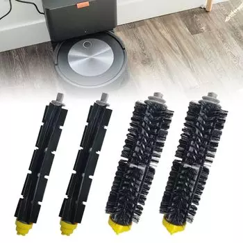 iRobot 4pcs Heavy Duty Main Brush ABS Nylon Bristles Replaceable Rolling Brush Set