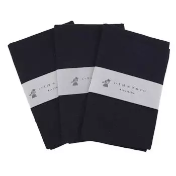 Ироха Цветной Однотонный Тэнугуи Набор для рук из Сделано в Темно Не Осыпается 90 х 33 см Полотенца, 3, 100% Хлопок, Япония, Синий, Профилактика, темно-синий