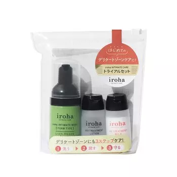 iroha INTIMATE CARE Пробный набор для интимной гигиены Пробный набор из 3 предметов Набор из 3-х средств для деликатной зоны Пробный набор Femtech для путешествий Для путешествий