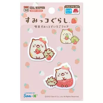 Iroha ism Sumikko Gurashi Cafe Sumikko de Strawberry Fair Нашивка с котом Сассу, 2 предмета SU601-SU42