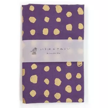Iroha Tenugui Hand Made in No Fray 90 x 33 cm Kinmame-shibori (Japanese Towel), 100% Cotton, Japan, Purple, Prevention,