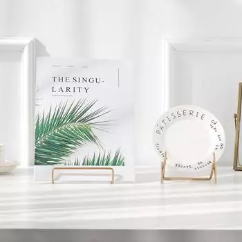 Iron Art Magazine Display Stand Dish Rack Plate Bowl Picture Frame Photo Book Pedestal Holder Home Decoration Storage Ornament