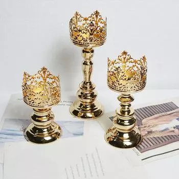 Iron Art Solid Color Desktop Decorations Candlestick Ambience Candle Holder Decorative Handle Art Living Room Home Decoration S чёрный