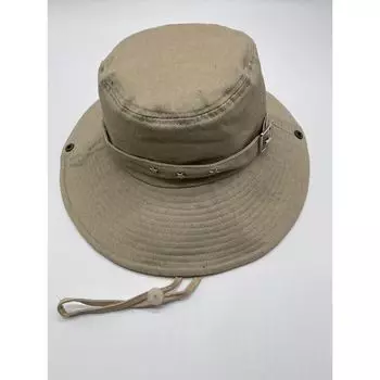 Iron Button Five-Pointed Star Men and Women Japanese Style Big Brim Sun Hat Summer Breathable Sun Hat Outdoor Fishing Camping Alpine Cap C3676 beige M(56-58cm)