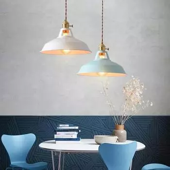 Iron Cafe Restaurant Retro Hollow Macaron Small Chandelier Creative Modern Simple Pot Lid Macaron Chandelier Pendant Lights NO BULB синий