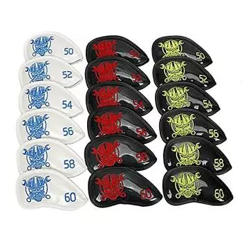 Iron cover golf wedge cover head cover golf 6 pieces robot skull green red, blue, (red)