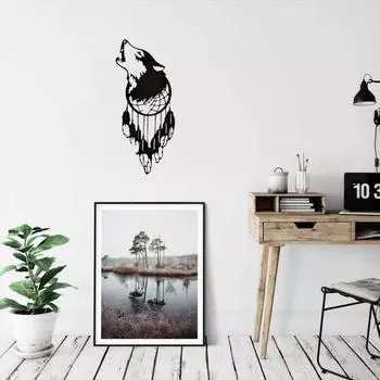 Iron Craft Wolf Head Wall Art Creative New Pendant Decoration Stylish Home Ornament for Bedroom Unique Wall Decor & Crafts светло-серый