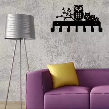 Iron Crafts Multifunktionaler Metall Eulen Schlsselhalter Wandmontage mit Haken zur praktischen Aufbewahrung von Schlsseln чёрный