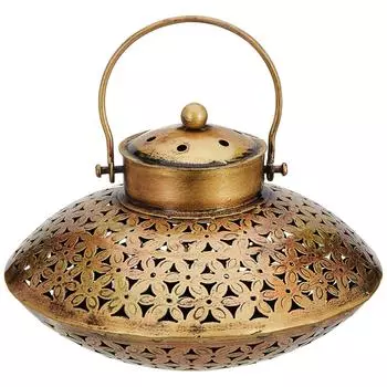 Iron Degchi Doop Stand & Tealight Candle Holder for Home Decor (Netted Style), Gold