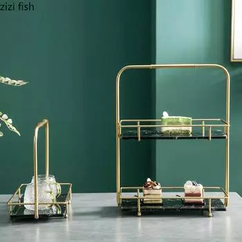 Iron Marble Cake Pan Multi-layer Cake Stand Dessert Table Dim Sum Plate Sushi Plate Snack Tray Fruit Plates Dish Display Stand