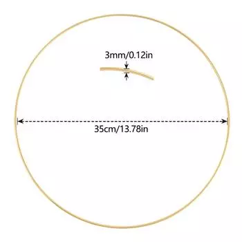 Iron Round Rings 10-50cm Garland Rings Gold Metal Flowers Hoops Birthday Holiday Decor 35cm-Round Rings