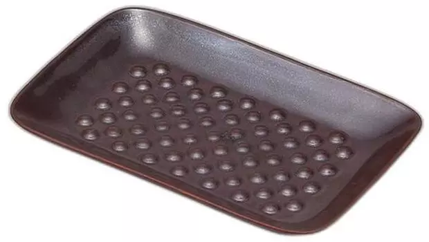 Iron sand embossed rectangular plate x x Pottery reinforced Setomonohonpo [17 10.8 2.5cm] plate, porcelain,